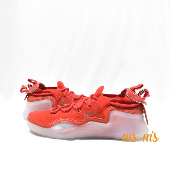 NIB Christian Louboutin Donna Clear Sole Red Suede Low Top Sneakers - Picture 4 of 8